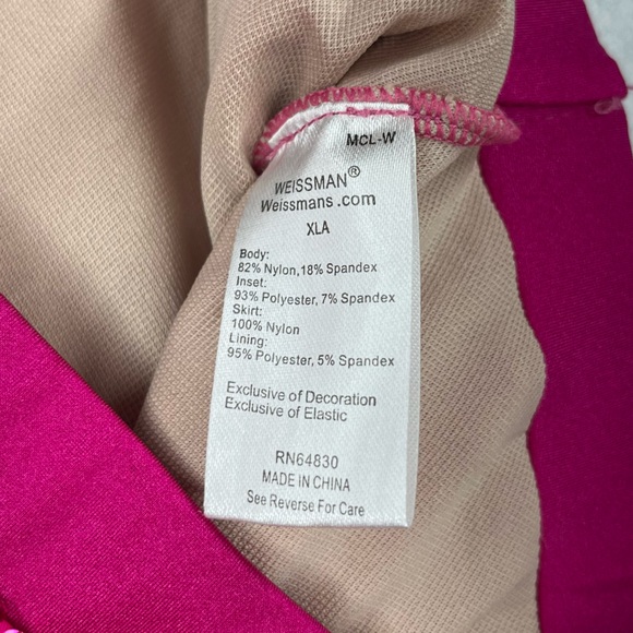 Weissman Hot Pink Feathered Shoulders Dance Leotard with mesh stomach NEW - Picture 8 of 10